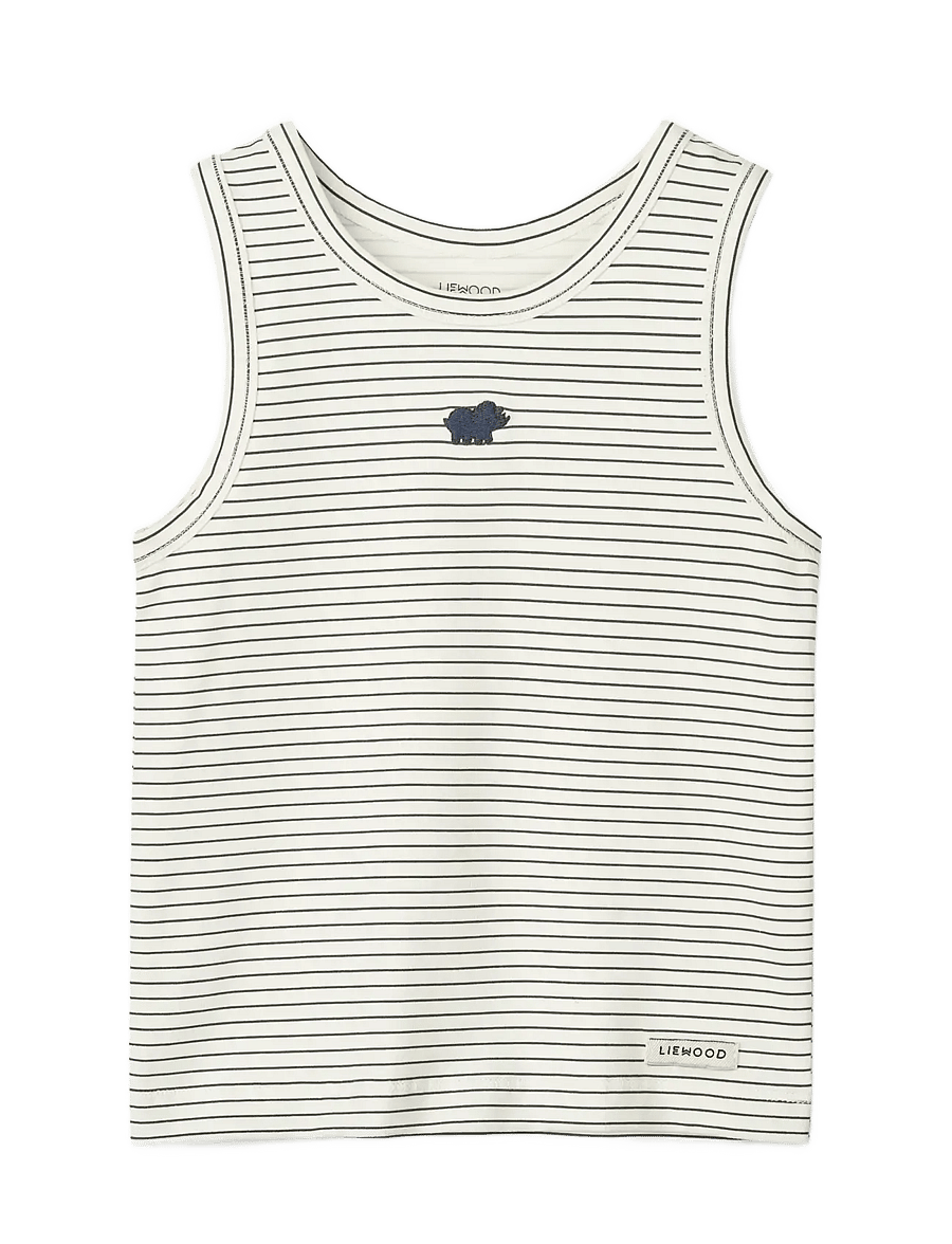 Liewood - Faris Printed Tank Top 2-pack - tanktops - mini dinosaurs creme / stripe mix - 1
