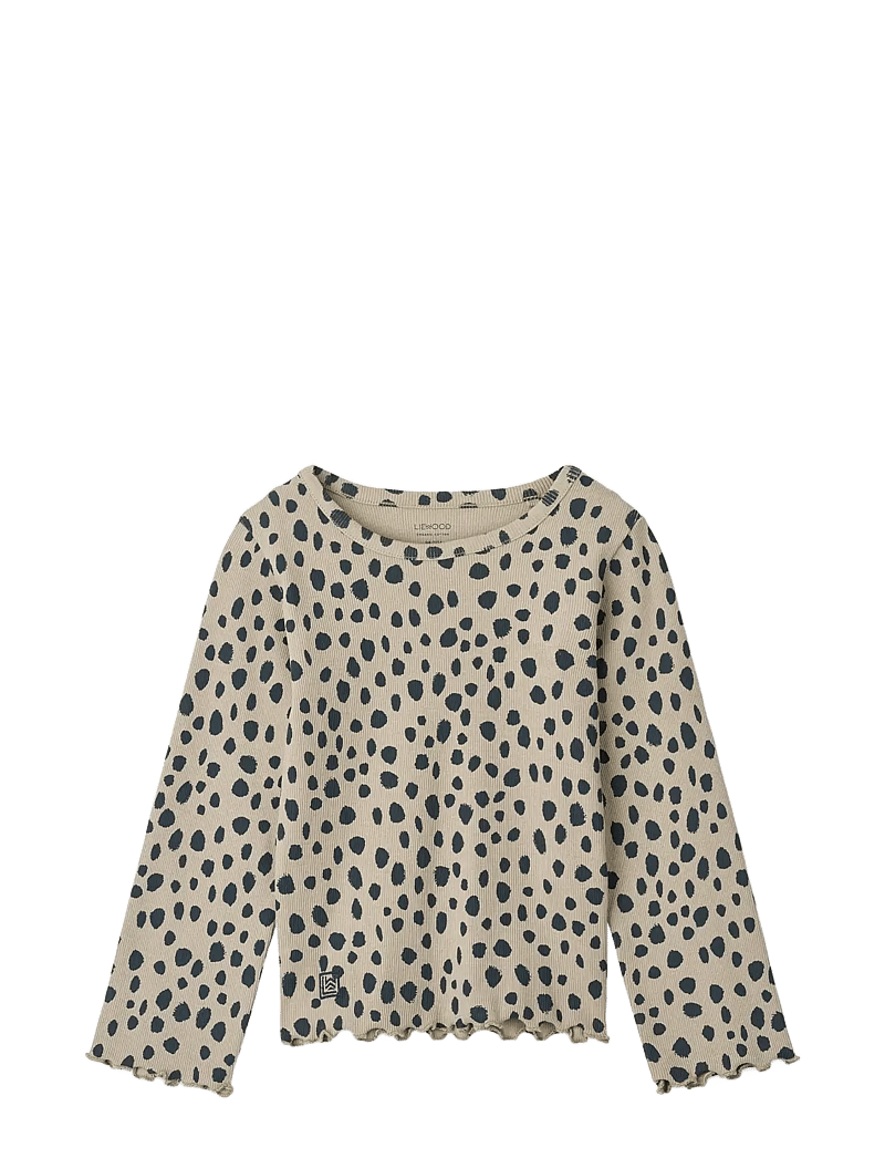 Liewood - Nieve Printed Longsleeve Rib T-shirt - långärmade - leo spots / mist - 0