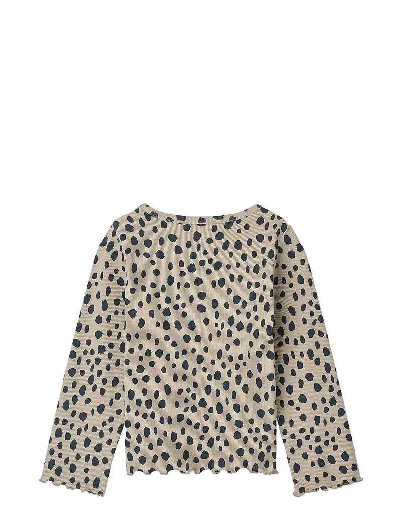 Liewood - Nieve Printed Longsleeve Rib T-shirt - långärmade - leo spots / mist - 1