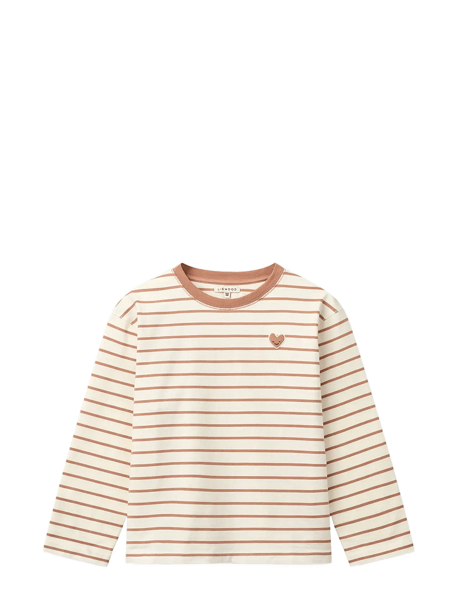 Liewood - Tyler Stripe LS T-shirt - langärmelige - heart tuscany rose / creme de la creme - 1