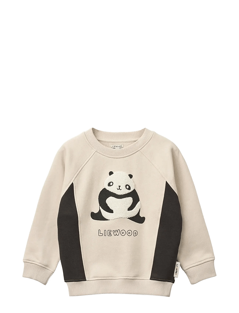 Liewood - Aude Placement Sweatshirt - sweatshirts - panda / sandy / dark grey - 0