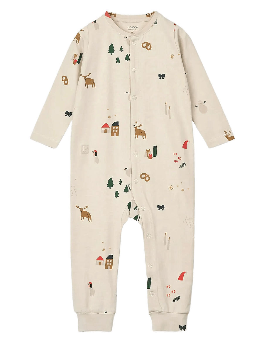 Liewood - Birk Printed Pyjamas Jumpsuit - sovoveraller - holiday / sandy - 0