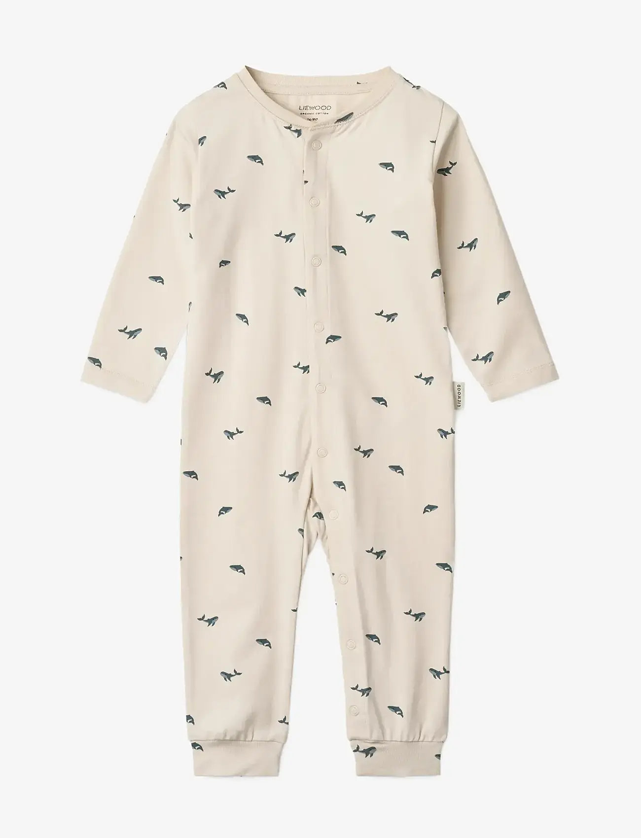 Liewood - Birk printed pyjamas jumpsuit - magamiskombinesoonid - mini whale / sandy - 0