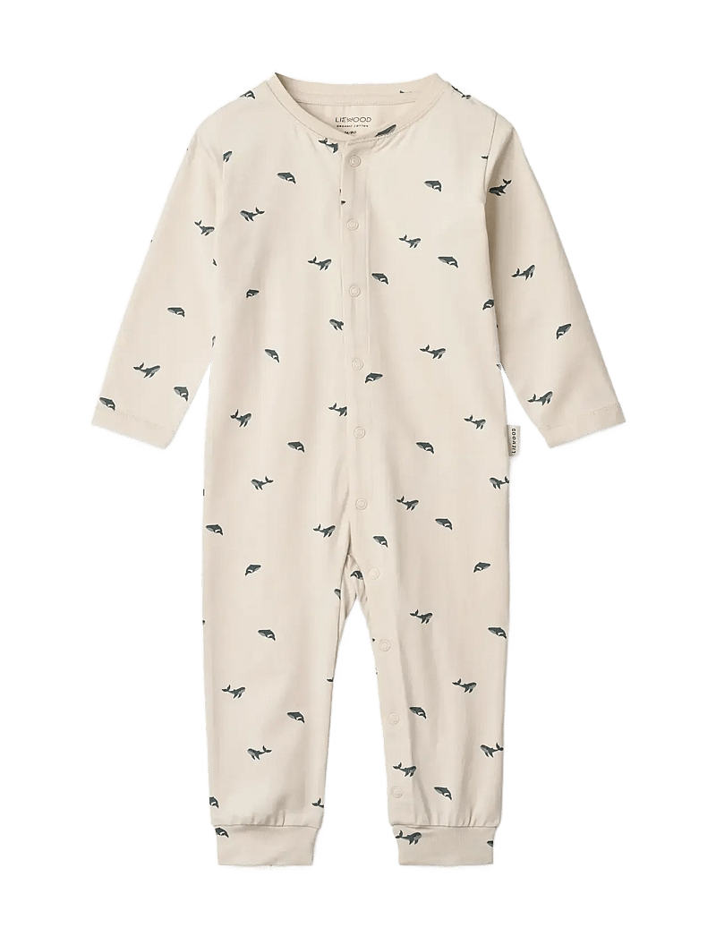 Liewood - Birk printed pyjamas jumpsuit - magamiskombinesoonid - mini whale / sandy - 0