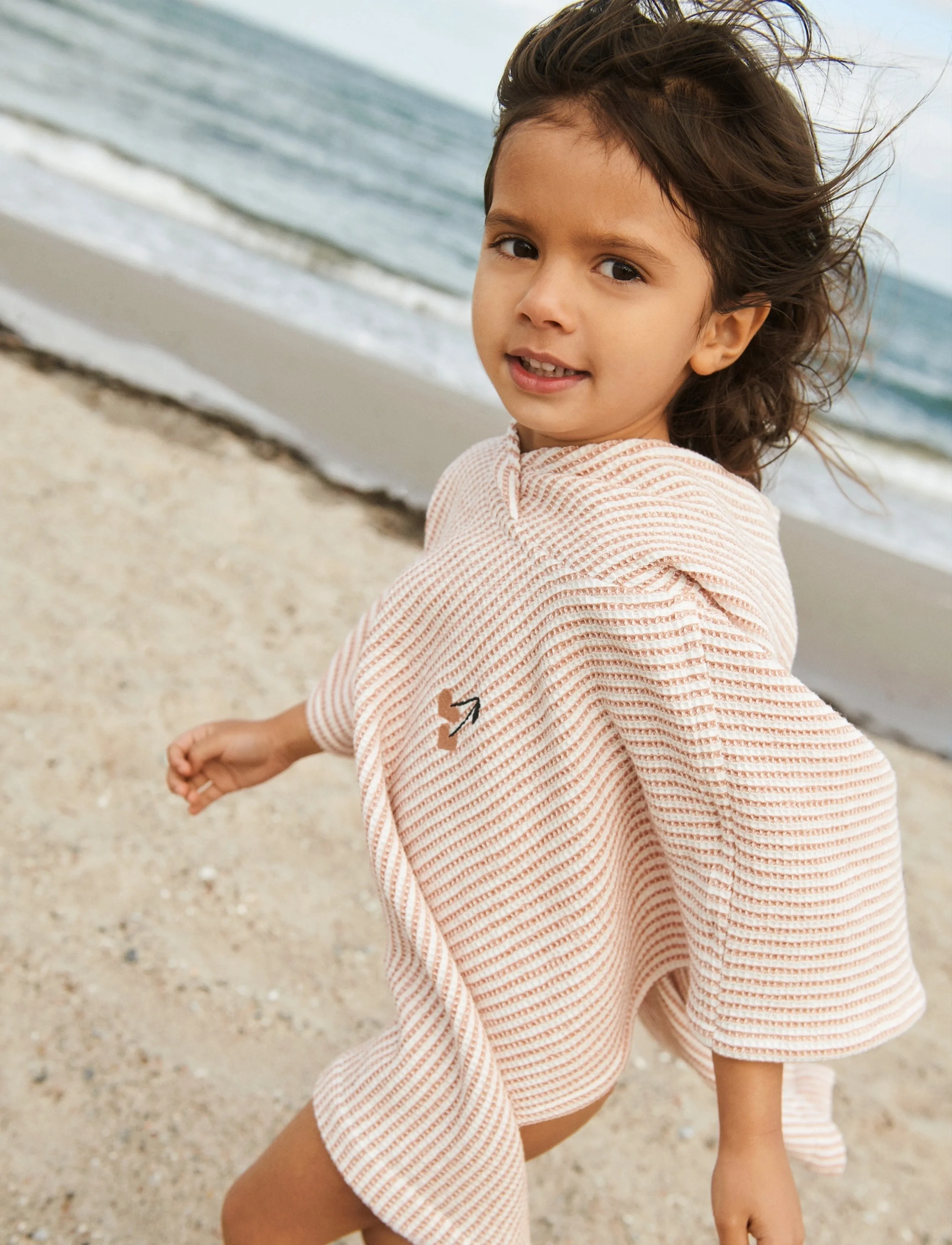 Liewood Paco Poncho Embroidery, 3/4Y, Bath Time, Rosa - Poncho, Kinder