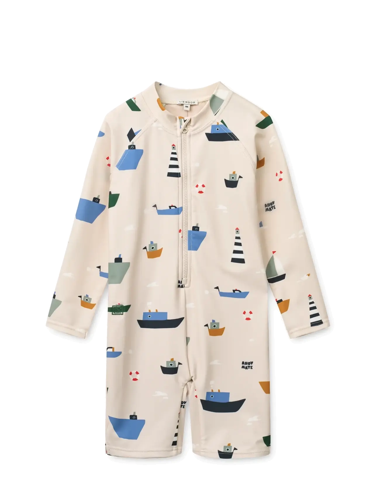 Liewood Max Printed LS Swim Jumpsuit - 4 for 3 - SAILING / SANDY / cream