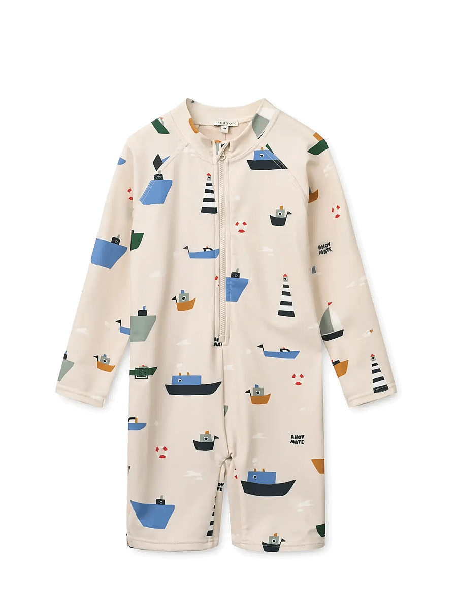 Liewood - Max Printed LS Swim Jumpsuit - apģērbs ar uv aizsardzību - sailing / sandy - 0