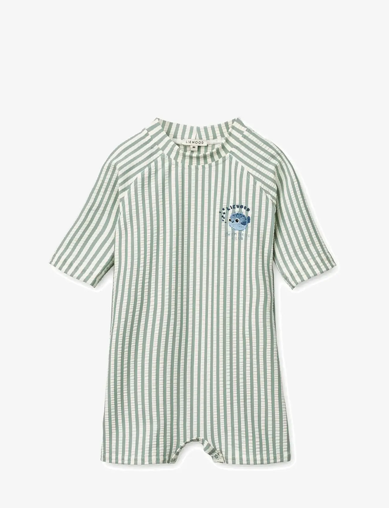 Liewood - Thor Seersucker Baby Swim Jumpsuit - badedragter - peppermint / sandy - 0