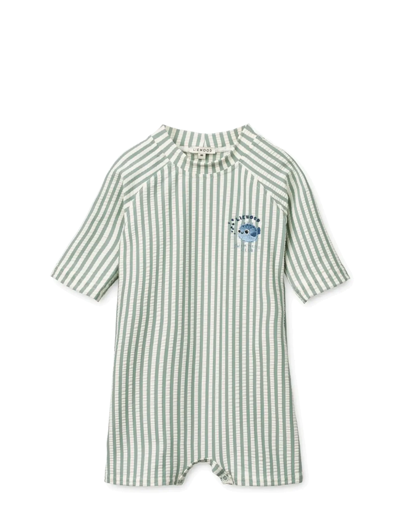 Liewood Thor Seersucker Baby Swim Jumpsuit - Badetøj - PEPPERMINT / SANDY / green