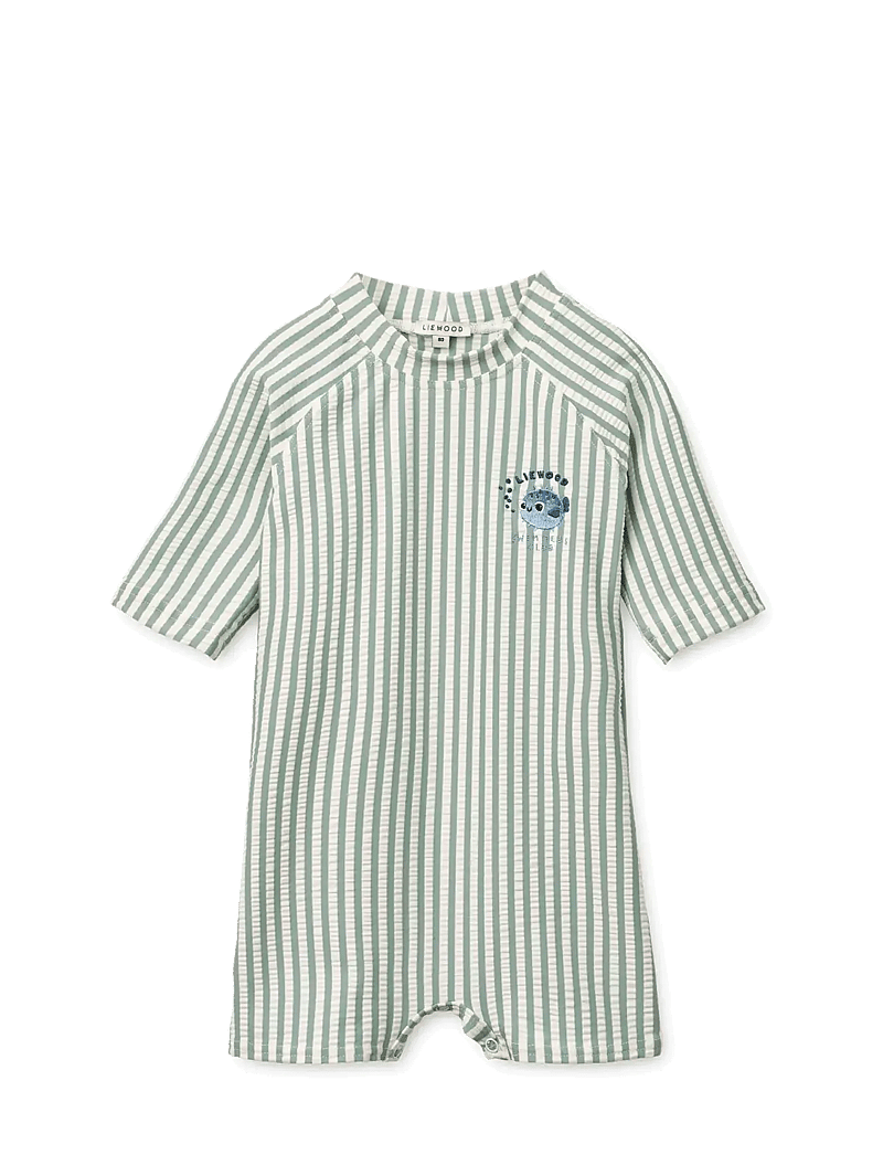 Liewood - Thor Seersucker Baby Swim Jumpsuit - badedragter - peppermint / sandy - 0