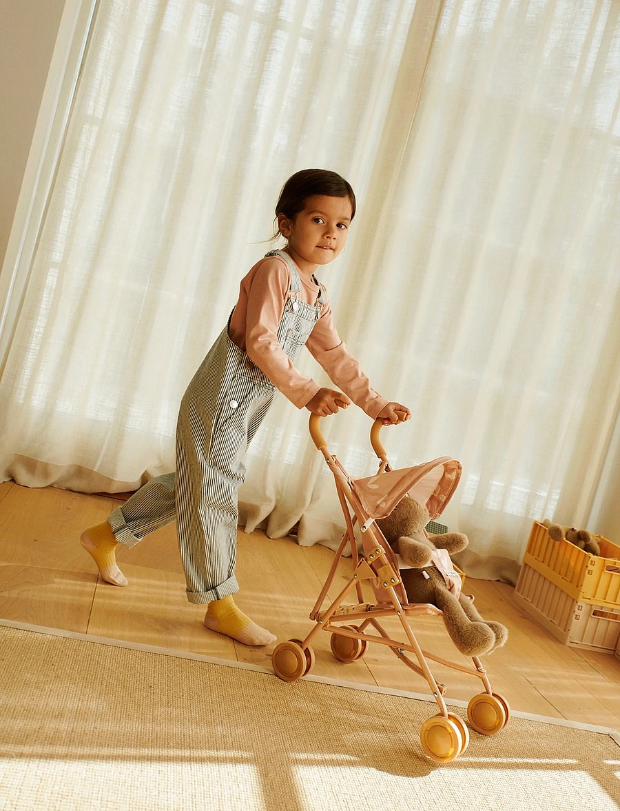 Liewood - Delani Stripe Denim Dungarees - salopettes - classic navy / creme de la creme - 0
