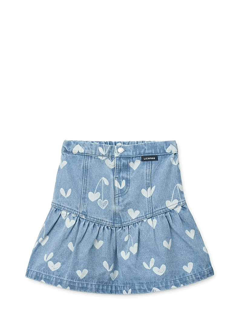 Liewood - Dayla Printed Denim Skirt - teksaseelikud - sweethearts / light blue denim - 1