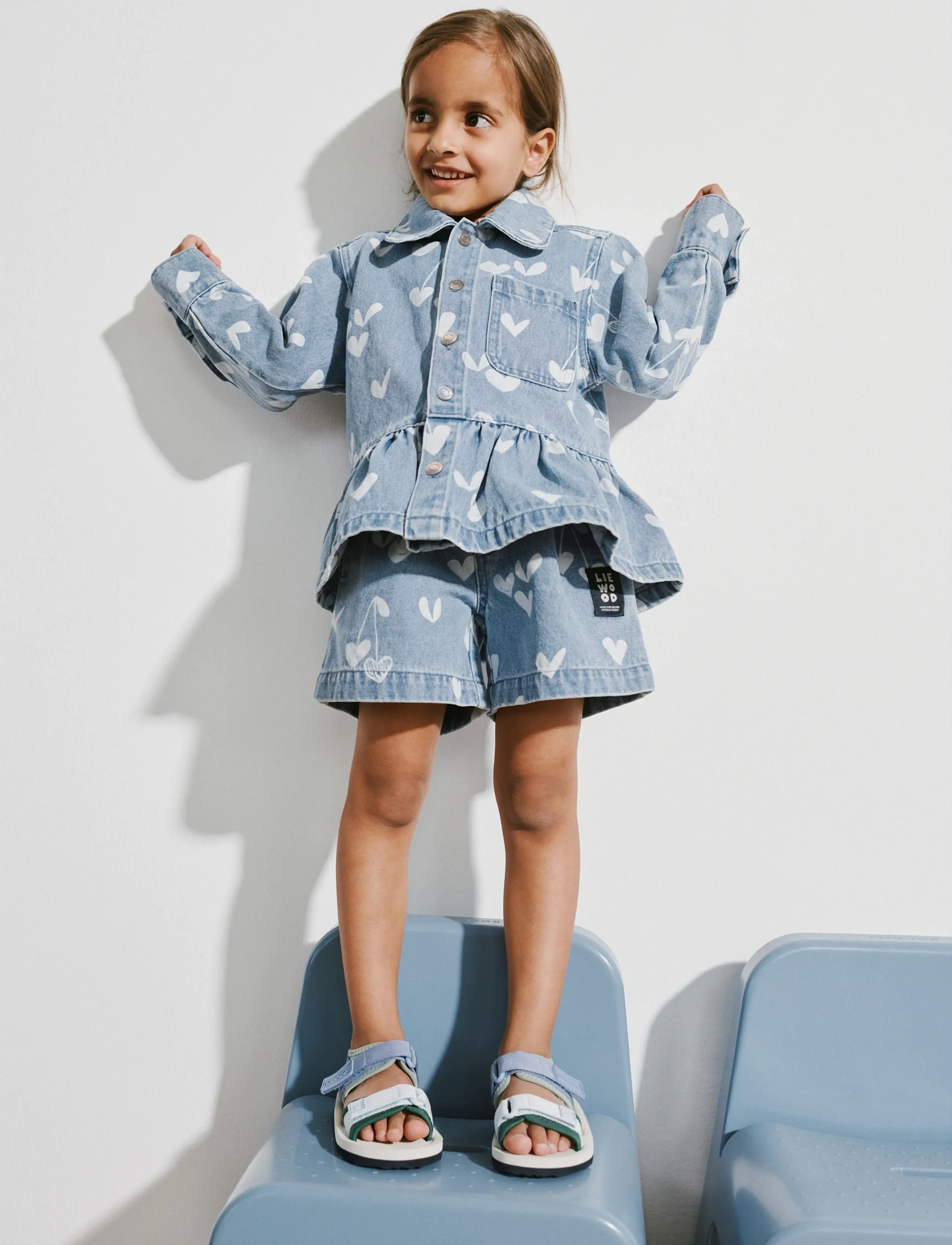 Liewood Borrisa Printed Denim Shorts - Shortsit - SWEETHEARTS / LIGHT BLUE DENIM / blue