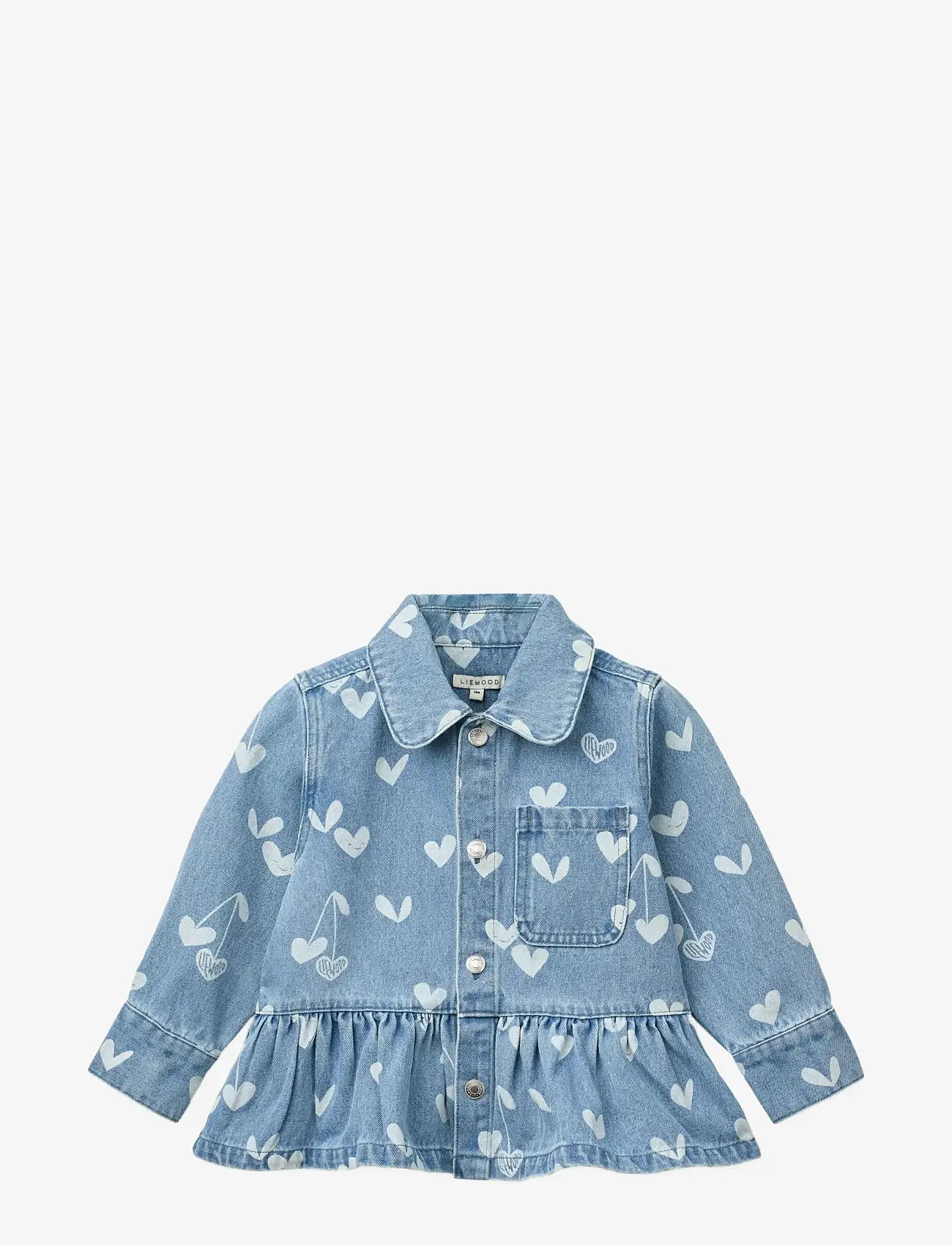 Liewood - Kenza Printed Denim Overshirt - denimjakker - sweethearts / light blue denim - 1