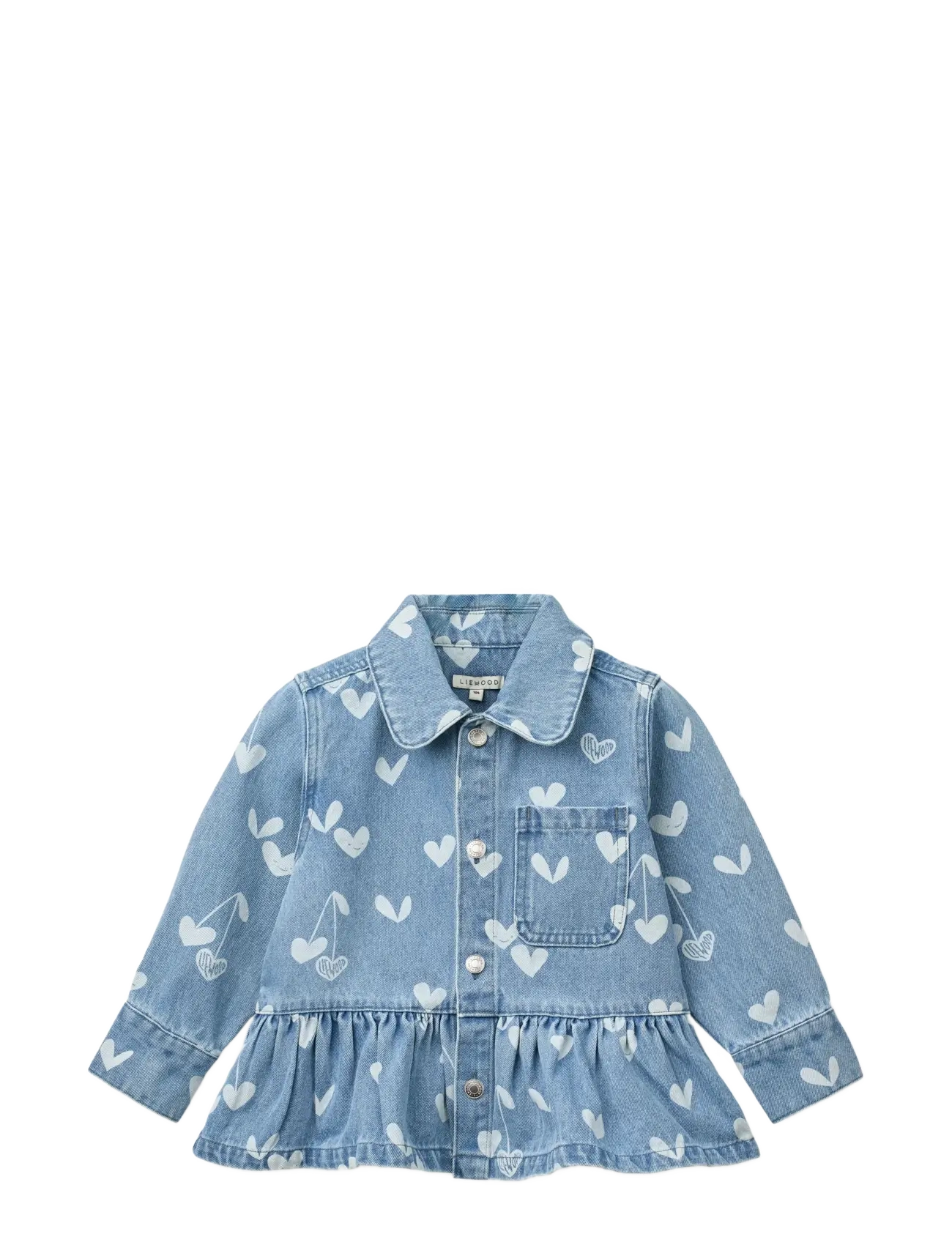 Liewood Kenza Printed Denim Overshirt - Teismelised 140-176 - SWEETHEARTS / LIGHT BLUE DENIM / blue