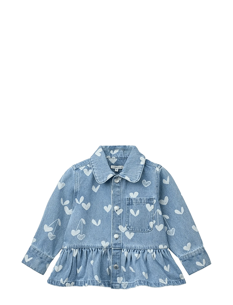 Liewood - Kenza Printed Denim Overshirt - denimjakker - sweethearts / light blue denim - 1