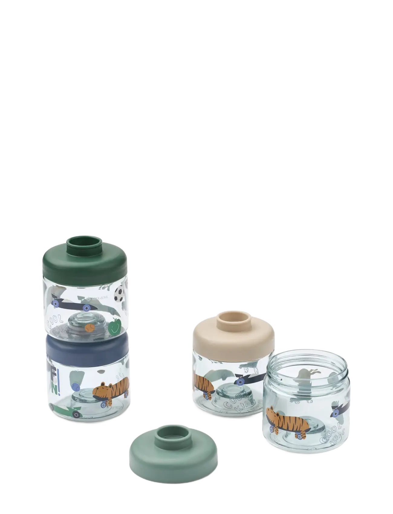Liewood Dominique Food Tritan Boxes 100 ml 4-Pack, One Size, Green, Baby Feeding > Baby Food Containers, Børn