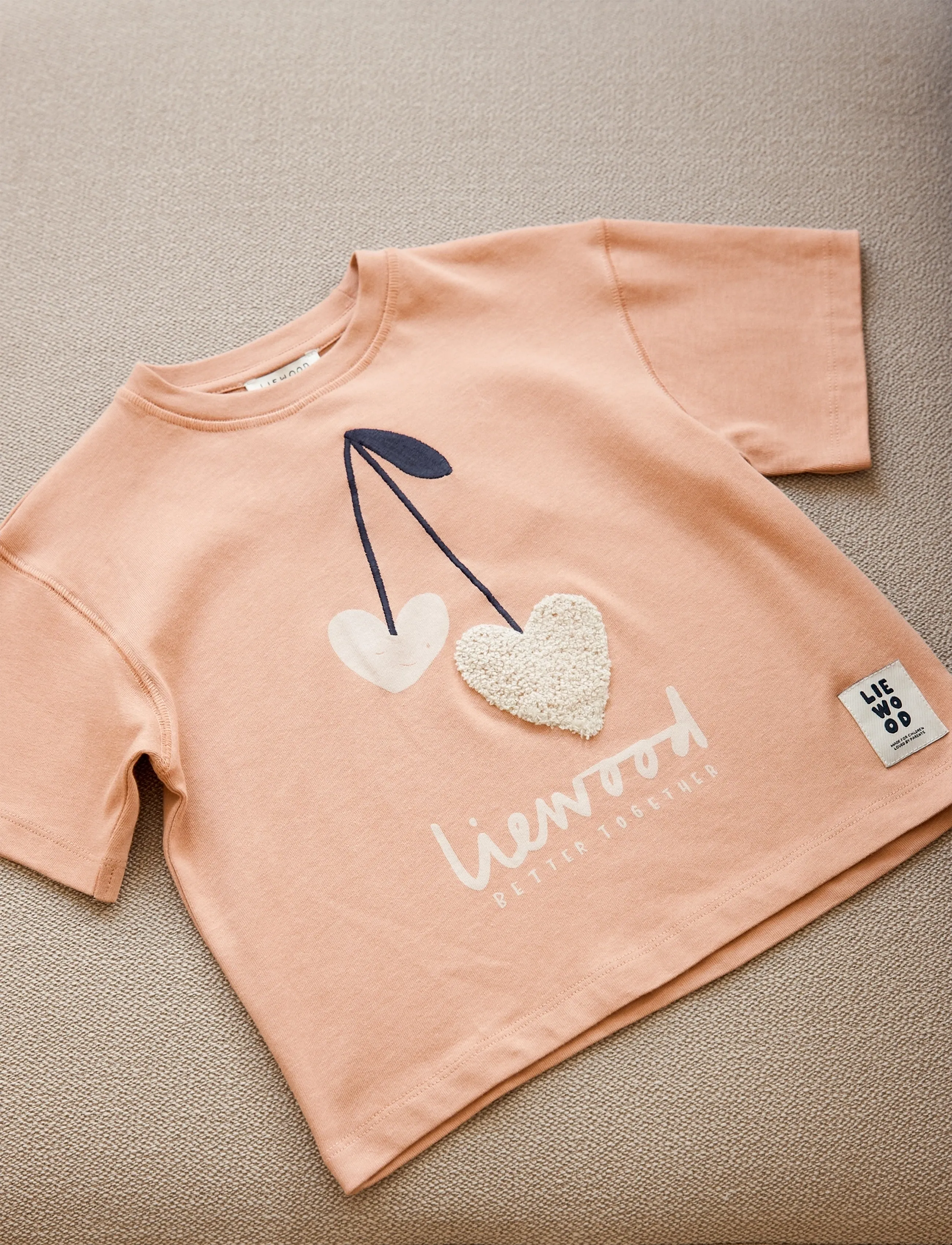 Liewood Tyler Placement SS T-shirt - Liewood - SWEETHEARTS / PALE TUSCANY / coral