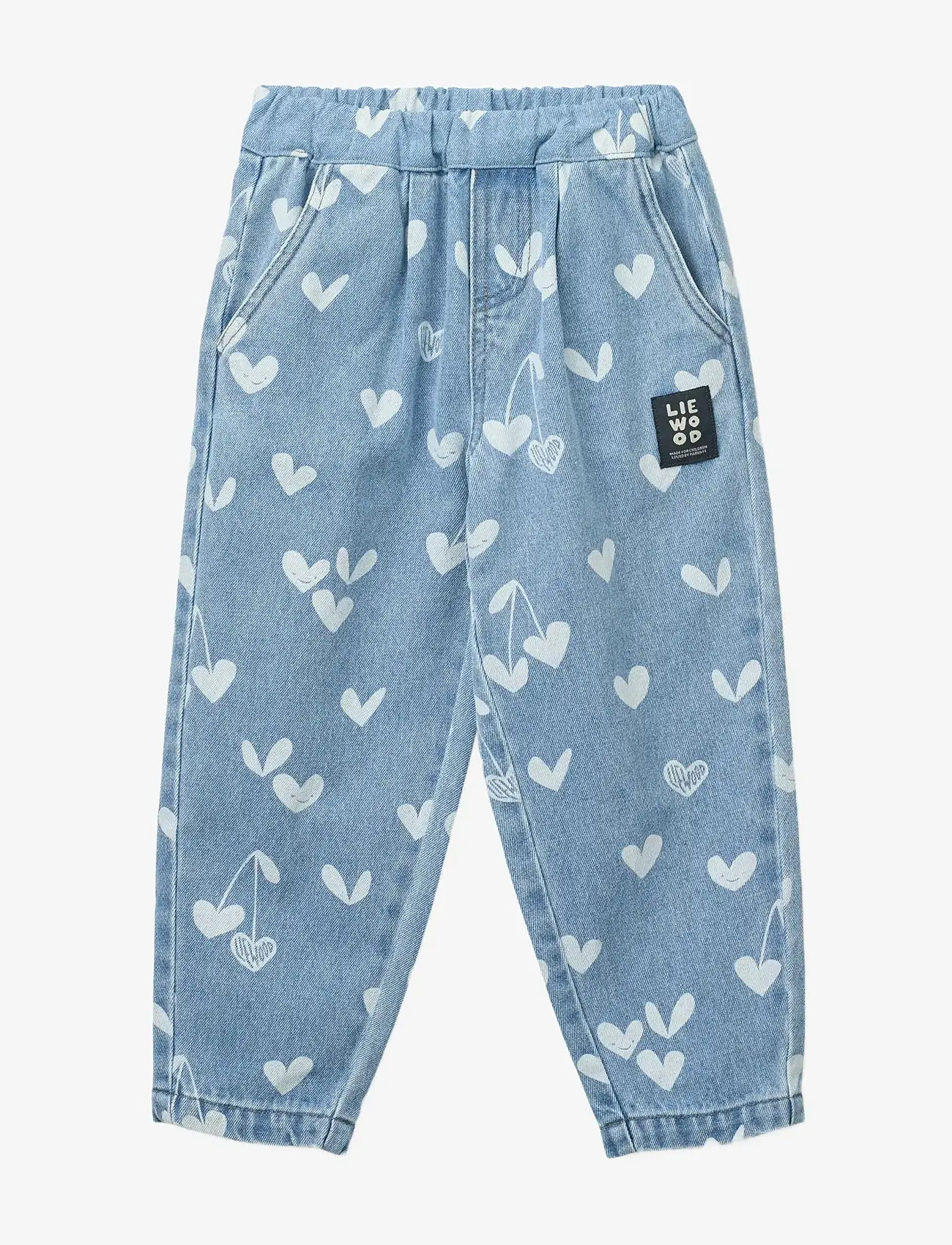 Liewood - Borris Printed Denim Pants - alt laienevad teksad - sweethearts / light blue denim - 1