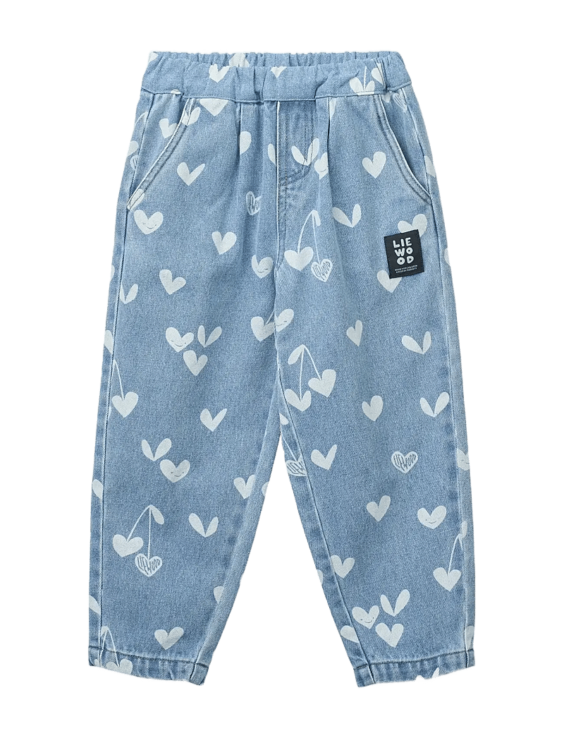 Liewood - Borris Printed Denim Pants - loose jeans - sweethearts / light blue denim - 1