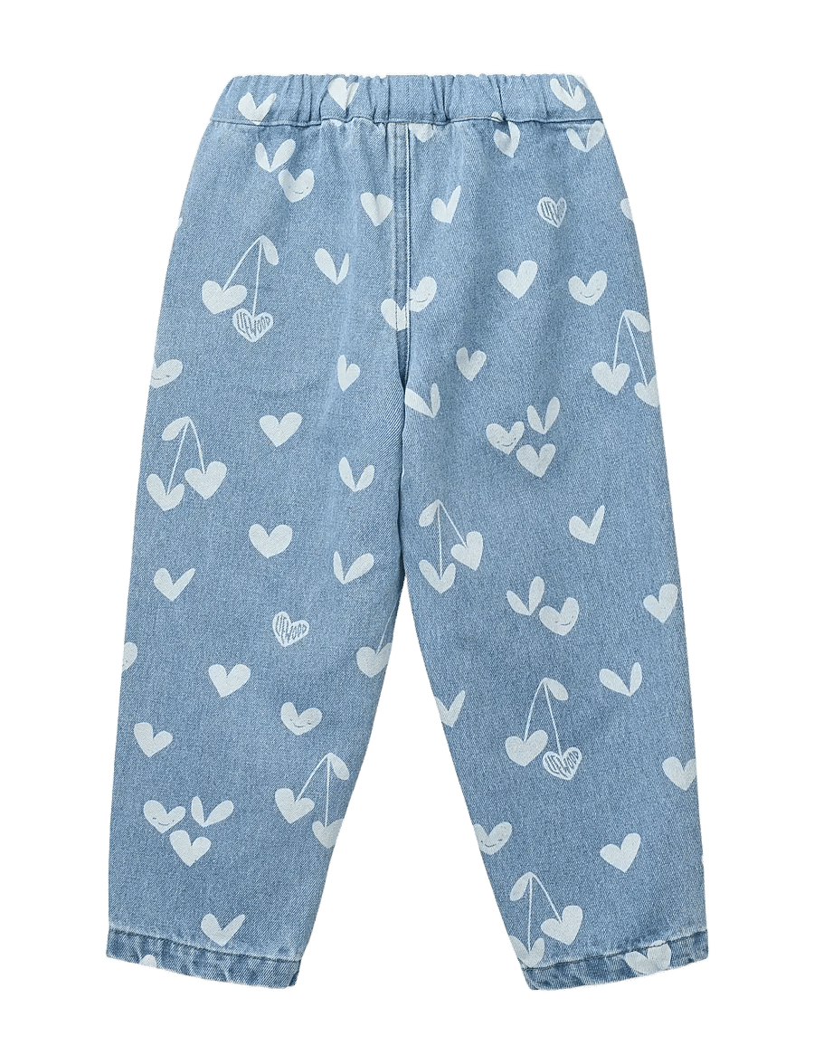Liewood - Borris Printed Denim Pants - loose jeans - sweethearts / light blue denim - 2