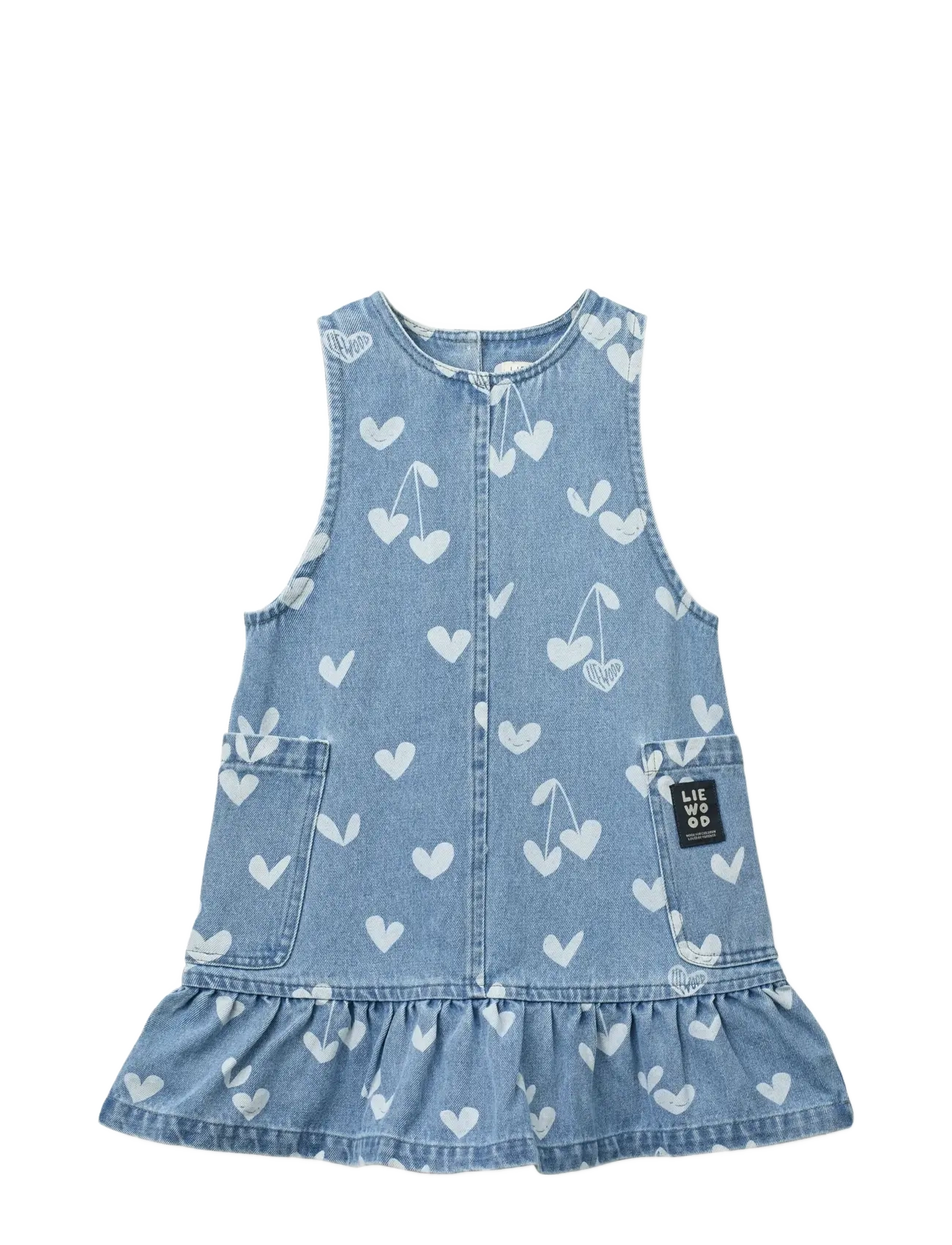 Liewood Angelica Printed Denim frill Dress - Teismelised 140-176 - SWEETHEARTS / LIGHT BLUE DENIM / blue