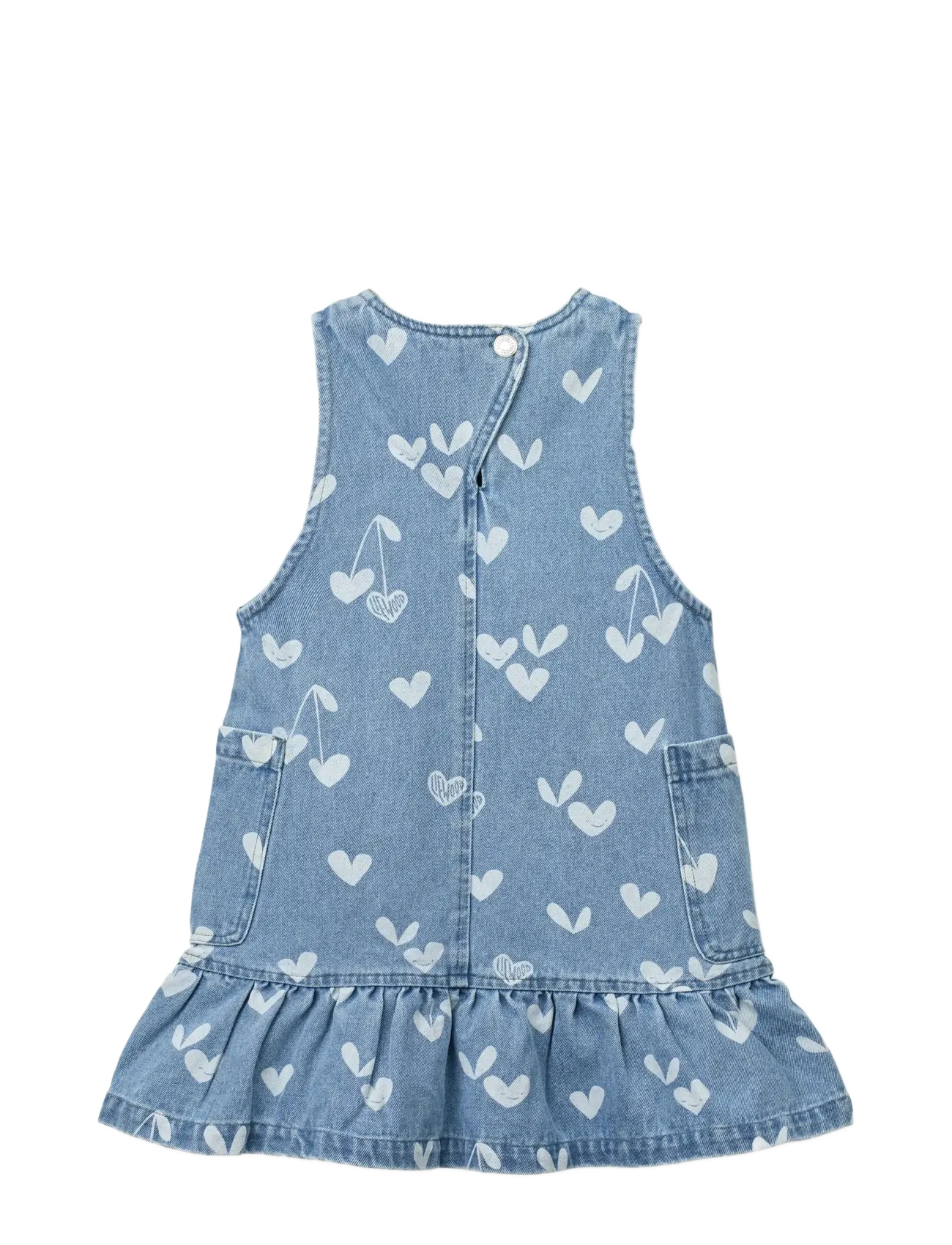 Liewood - Angelica Printed Denim frill Dress - Ærmeløse babykjoler - sweethearts / light blue denim - 2