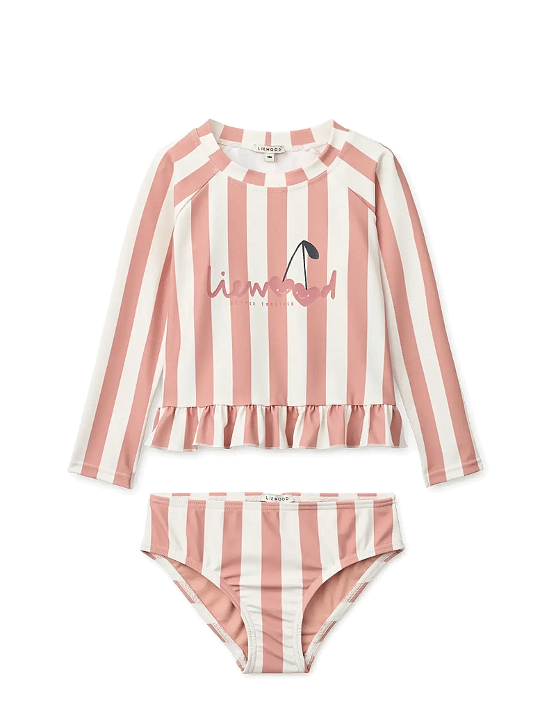 Liewood - Dagny Stripe Swim Set - uv-kaitsega riided - coral blush / creme de la creme stripe - 1