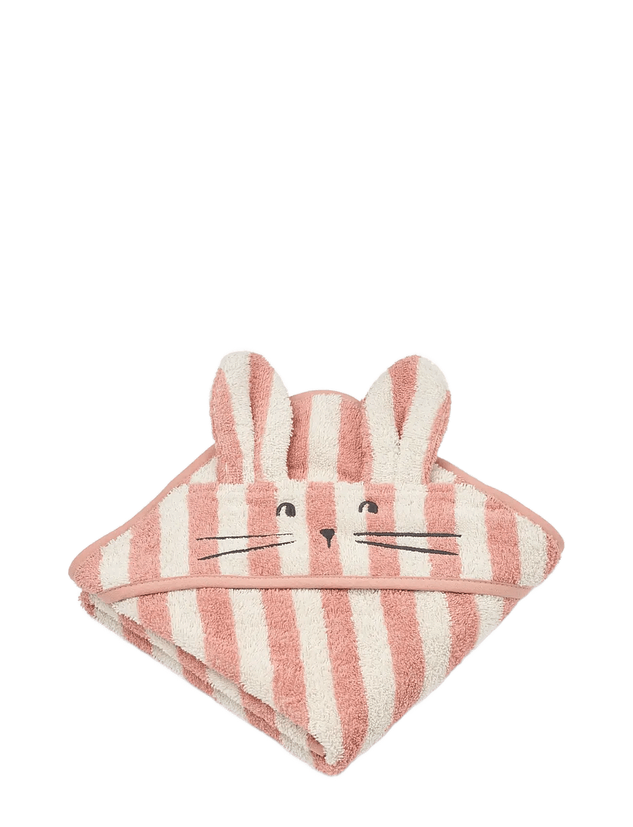Liewood - Albert Hooded Towel - handdoeken - coral blush / creme de la creme stripe - 0