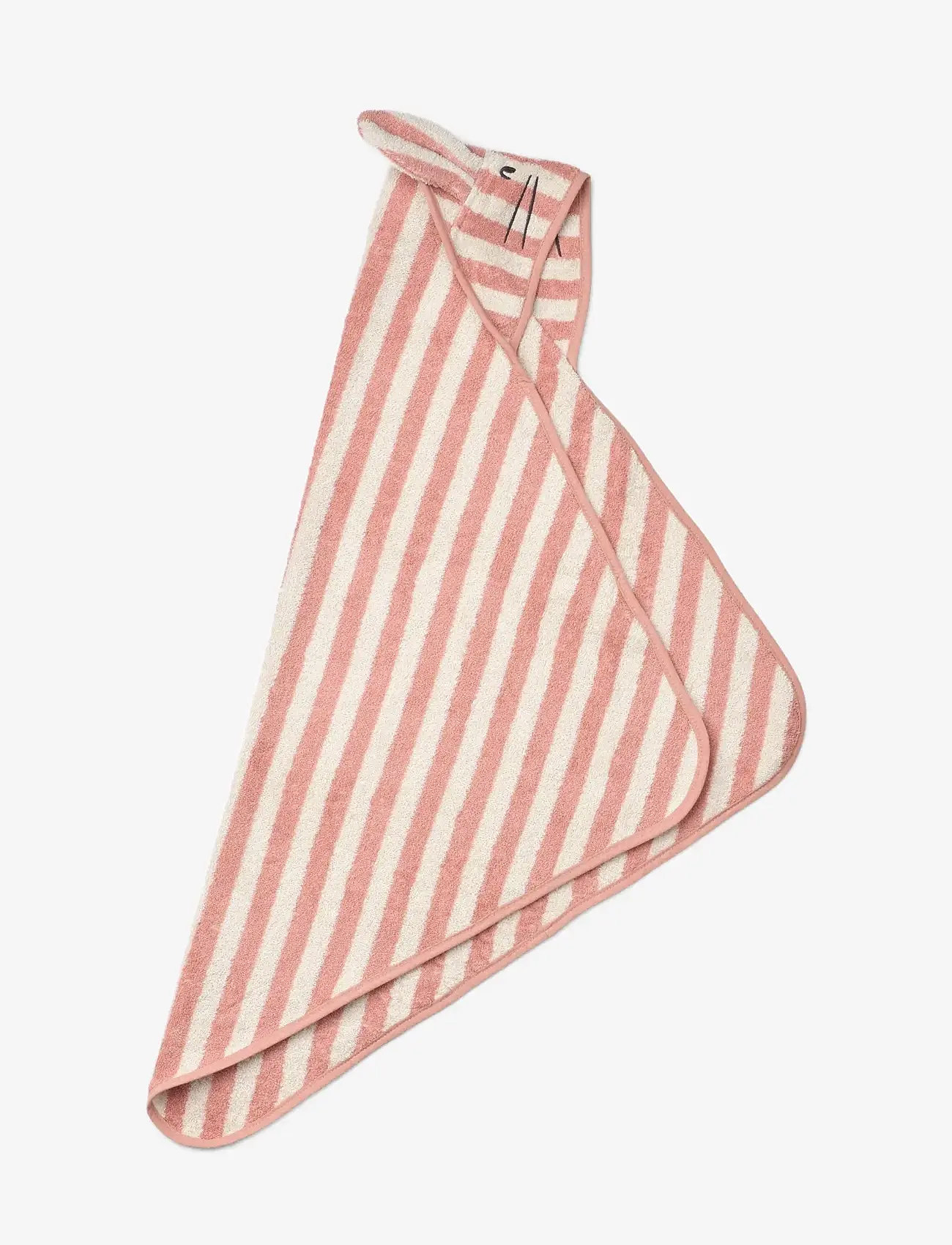 Liewood - Albert Hooded Towel - rätikud - coral blush / creme de la creme stripe - 1