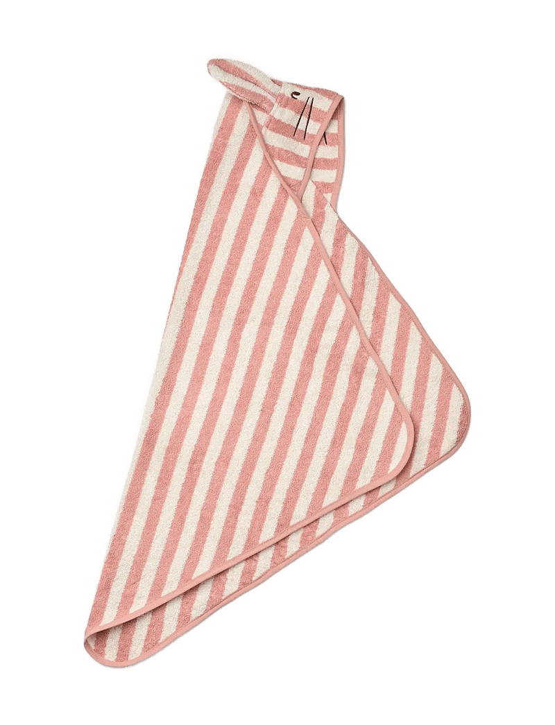 Liewood - Albert Hooded Towel - handtücher - coral blush / creme de la creme stripe - 1