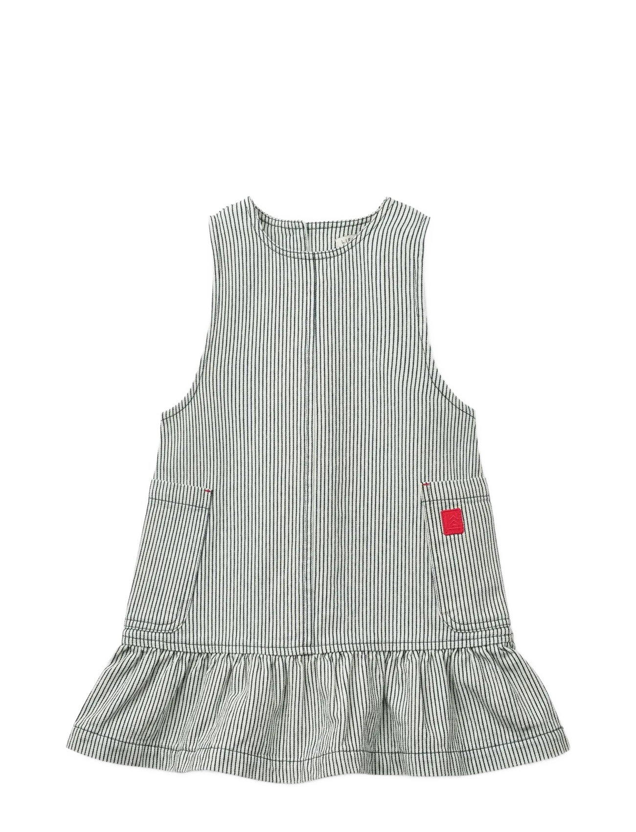 LIEWOOD Angelica Stripe Denim Frill Kleid Navy - 122 - Kinder