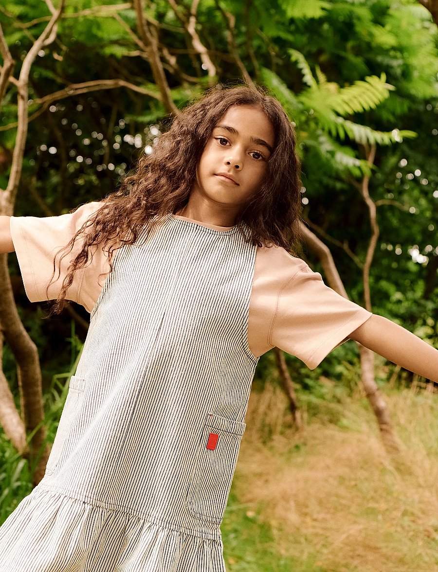 Liewood - Angelica Stripe Denim Frill Dress - Ærmeløse babykjoler - classic navy / creme de la creme - 3