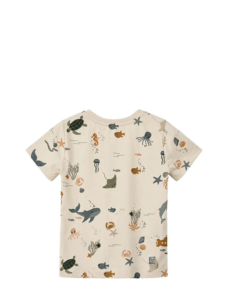 Liewood - Apia Printed Shortsleeve T-shirt - kortærmede - sea creature / sandy - 1