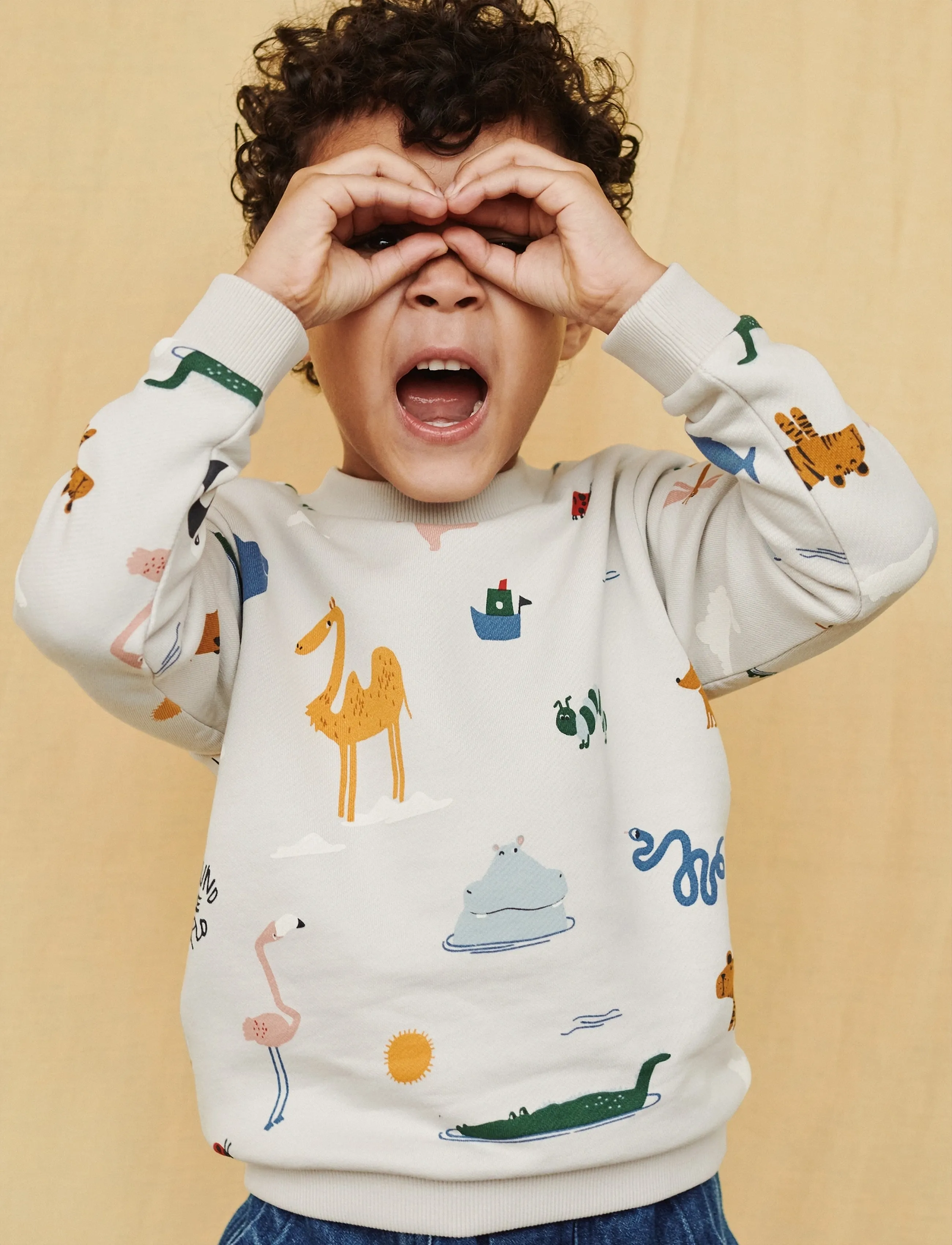 Liewood Thora Printed Sweatshirt, Børn, Børne Printet Sweatshirt, Beige, Str: 50/56