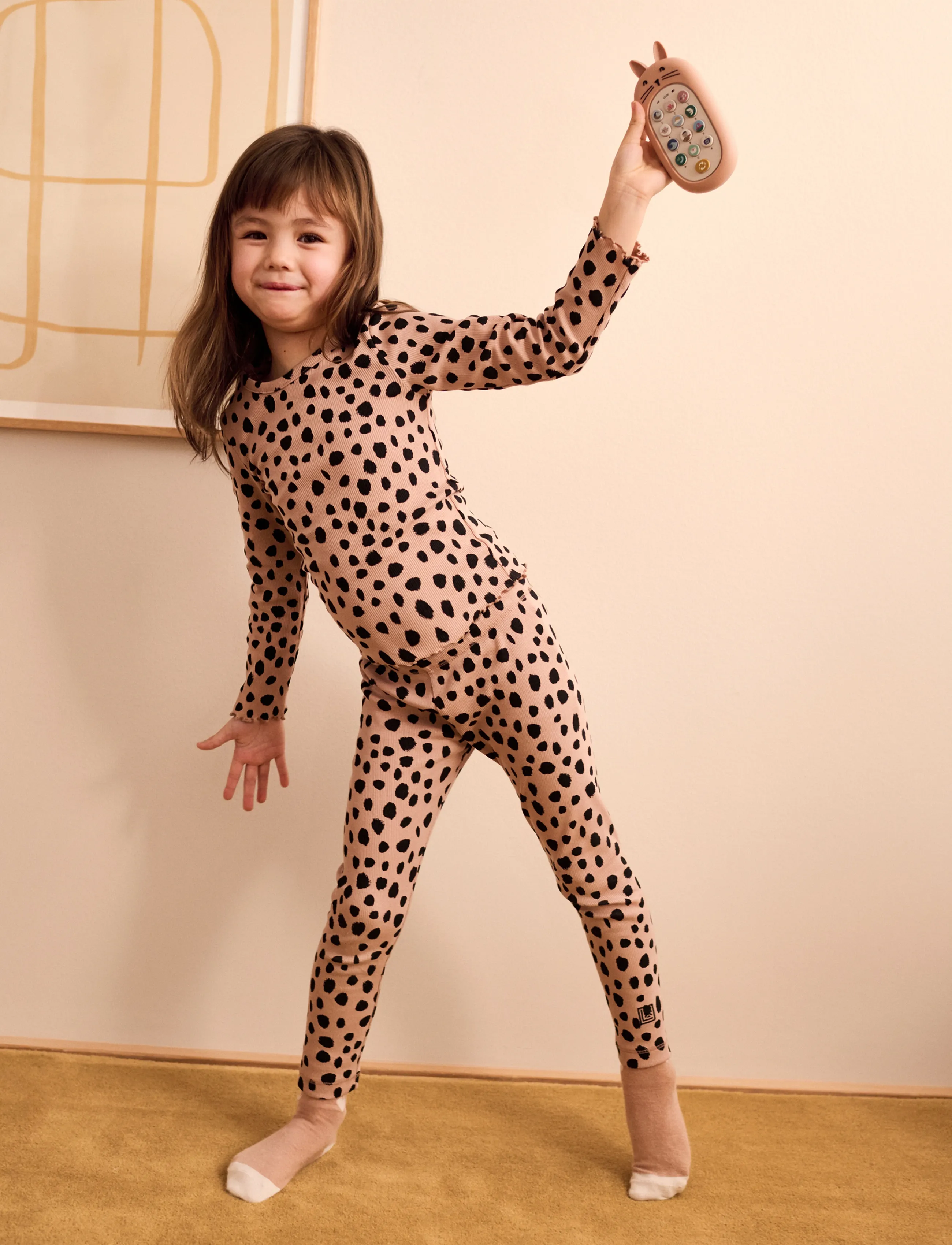 Liewood Marien Printed Rib Leggings, 86/92, Unterteile, Beige - Kinder