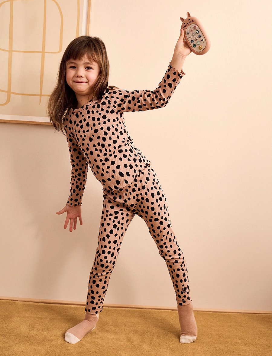 Liewood - Marien Printed Rib Leggings - retuusid - leo spot / pale tuscany - 0