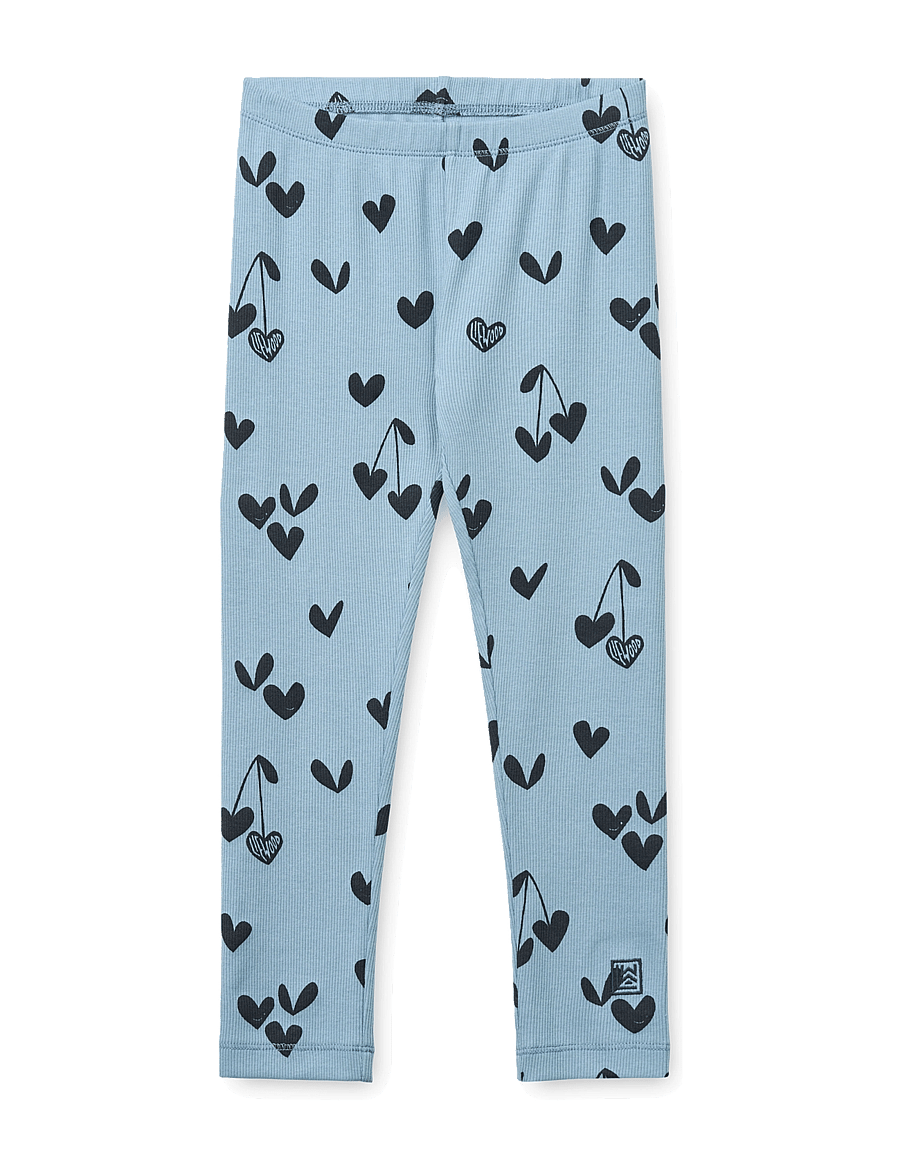 Liewood - Marien Printed Rib Leggings - retuusid - sweethearts / beach blue - 1