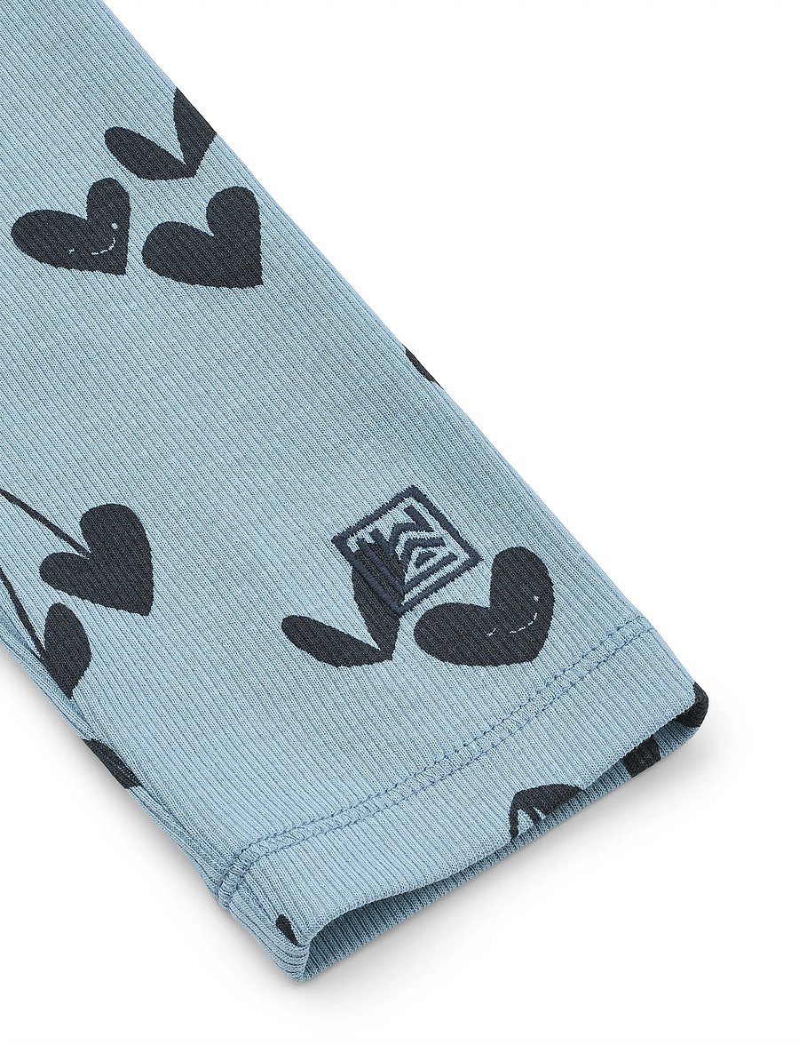 Liewood - Marien Printed Rib Leggings - retuusid - sweethearts / beach blue - 2