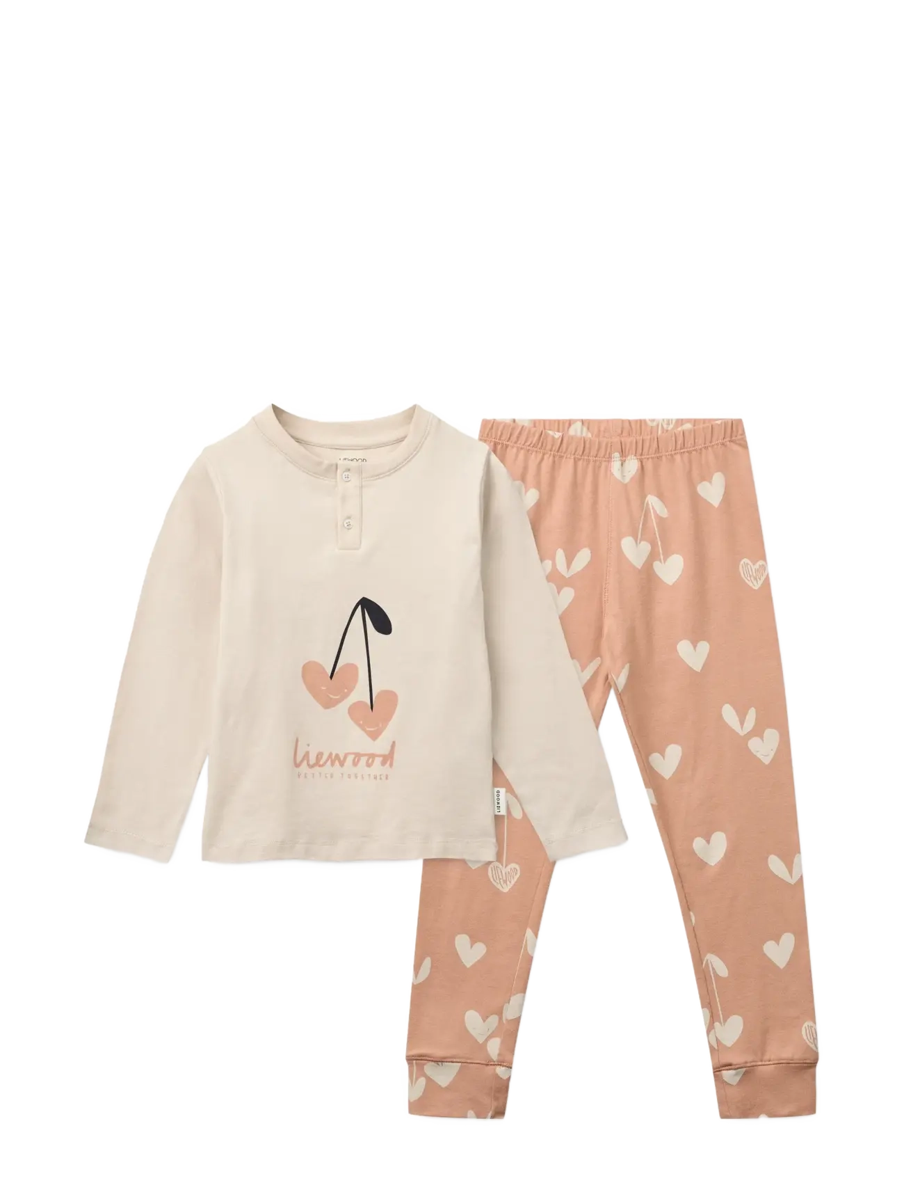 Liewood Wilhelm Printed Pyjamas Set - Liewood - HEART / SWEETHEART / PALE TUSCANY / MIX / pink/rose
