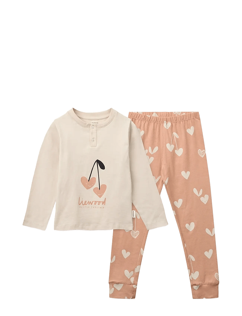 Liewood - Wilhelm Printed Pyjamas Set - setit - heart / sweetheart / pale tuscany / mix - 0