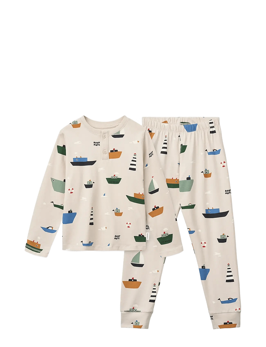 Liewood - Wilhelm Printed Pyjamas Set - pyjama-sets - sailing / sandy - 0