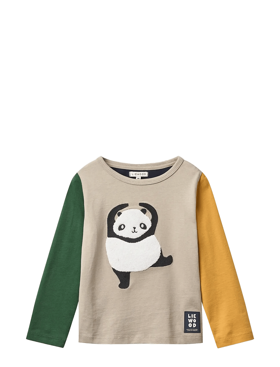 Liewood - Apia Placement Longsleeve T-shirt - langärmelige - panda / mist / classic navy multi mix - 0