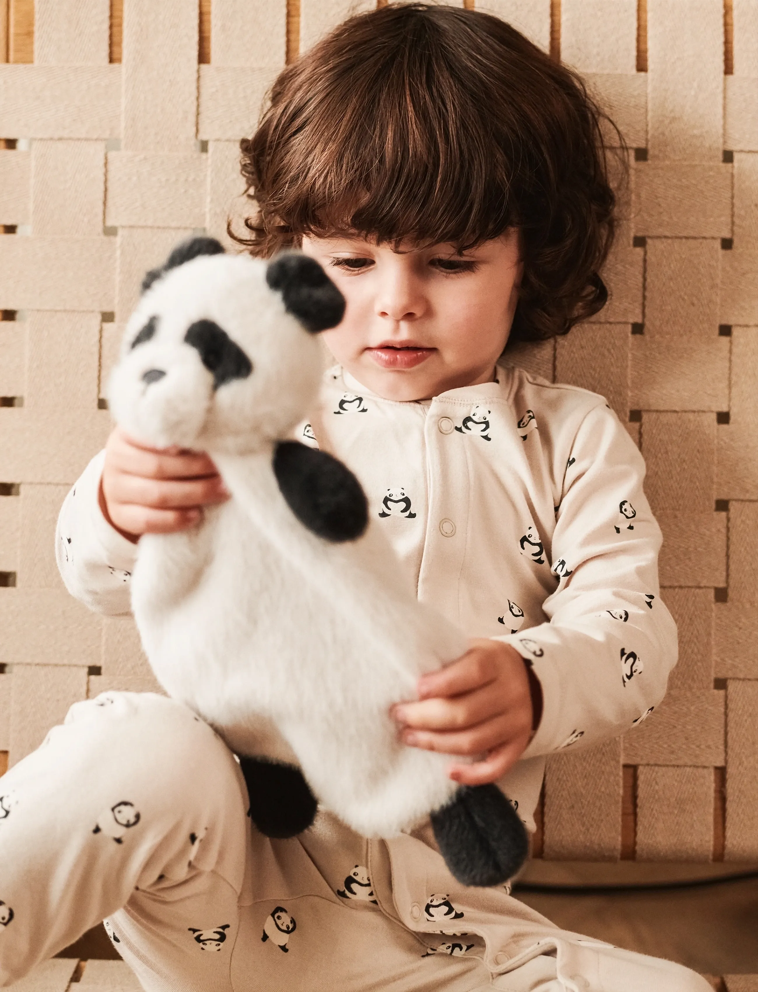 Liewood Birk Printed Pyjamas Jumpsuit - Kläder - MINI PANDA / SANDY / cream