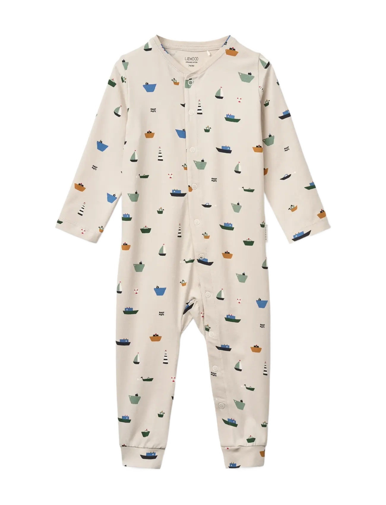 Liewood Birk Printed Pyjamas Jumpsuit, Børn, Printet Sovedragt, Cream, Str: 62/68