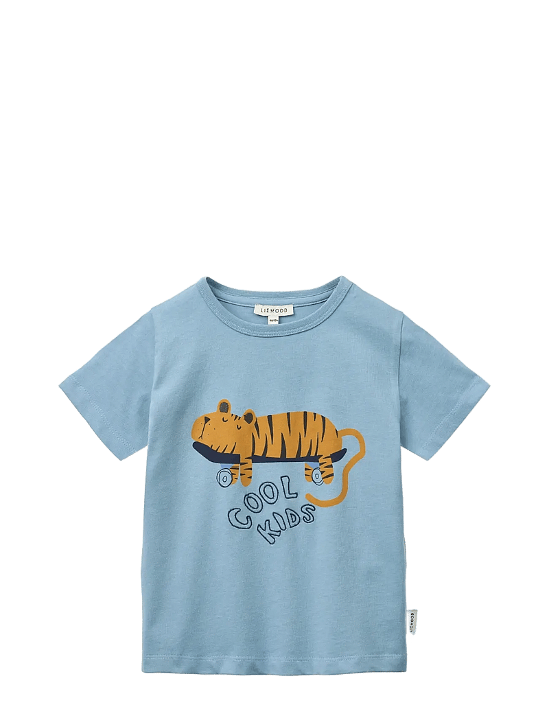 Liewood - Apia Placement Shortsleeve T-shirt - lühikeste varrukatega t-särgid - tiger / beach blue - 1