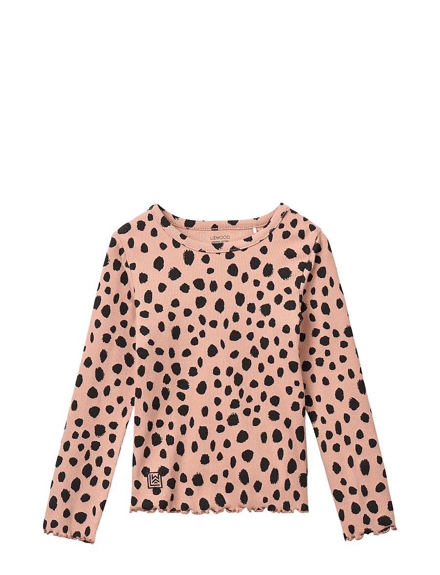 Liewood - Nieve Printed Longsleeve Rib T-shirt - pikkade varrukatega - leo spot / pale tuscany - 1