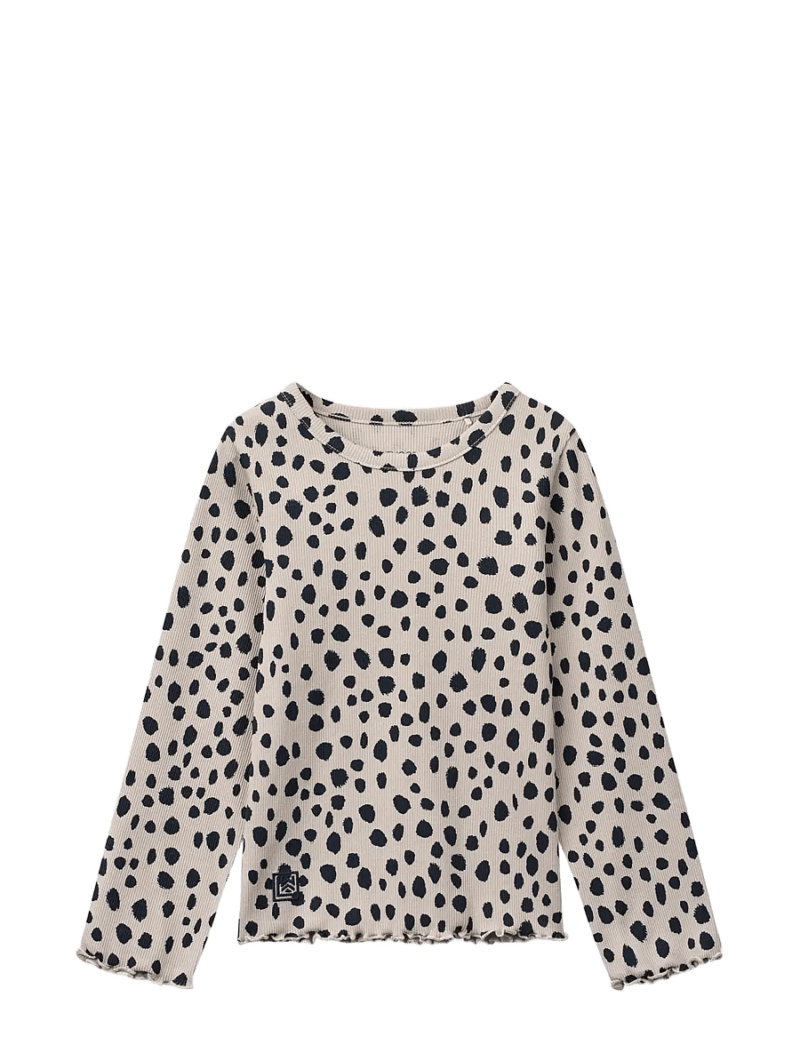 Liewood - Nieve Printed Longsleeve Rib T-shirt - langærmede - leo spots / mist - 0