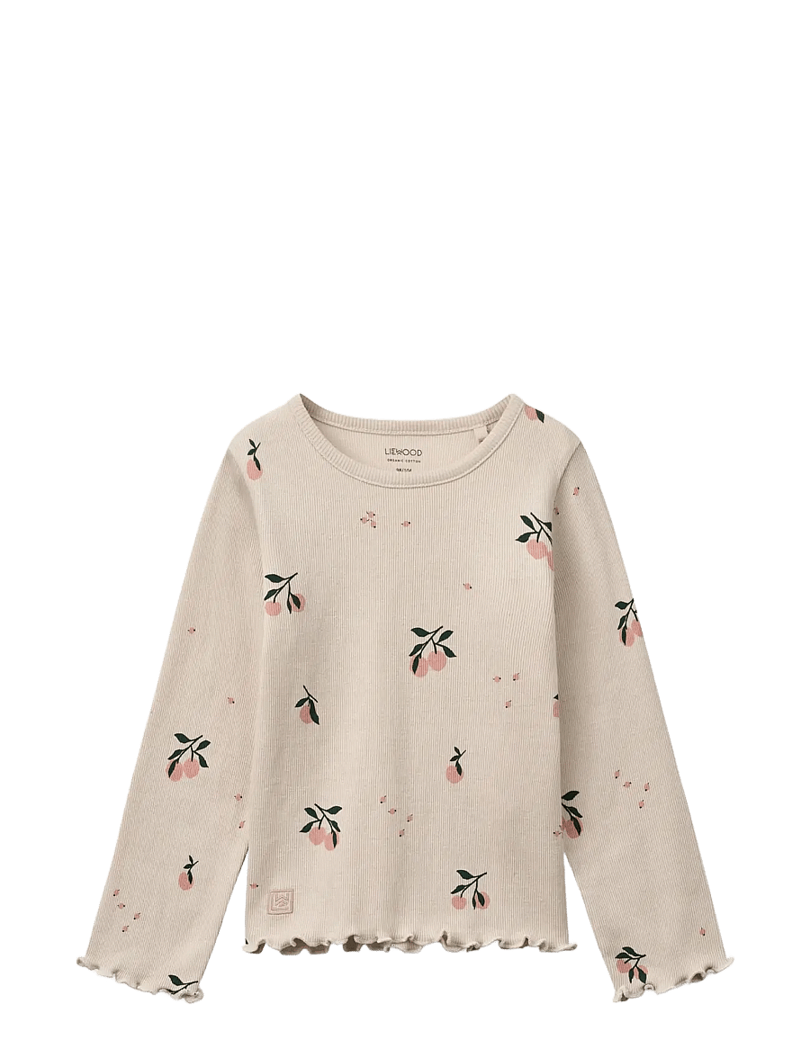 Liewood - Nieve Printed Longsleeve Rib T-shirt - manches longues - peach / sea shell - 0