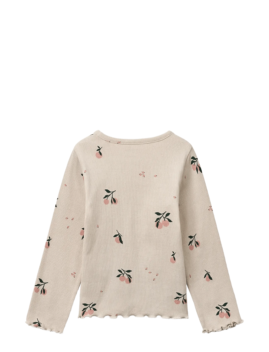 Liewood - Nieve Printed Longsleeve Rib T-shirt - manches longues - peach / sea shell - 1